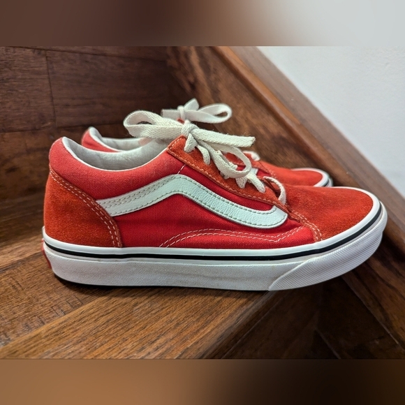 VANS Old Skool suede red & White youth sneakers kids size 2.5 - Picture 12 of 12